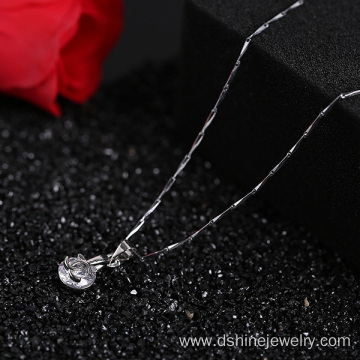 Silver Simple Zircon Chain Necklace For Wedding Jewelry